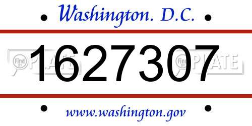 1627307 District Of Columbia License Plate