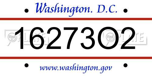 16273O2 District Of Columbia License Plate
