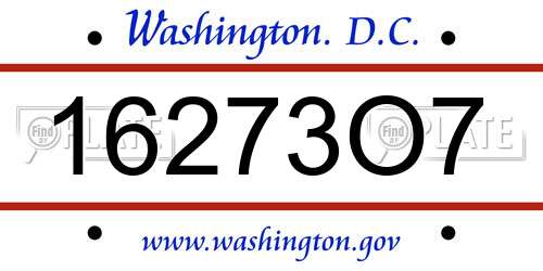 16273O7 District Of Columbia License Plate