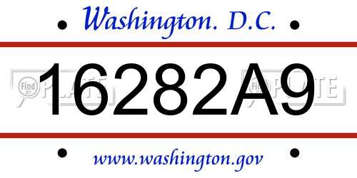 16282A9 District Of Columbia License Plate