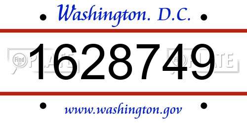 1628749 District Of Columbia License Plate