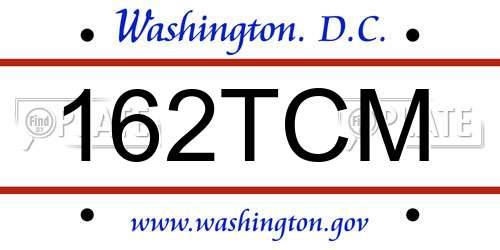 162TCM District Of Columbia License Plate