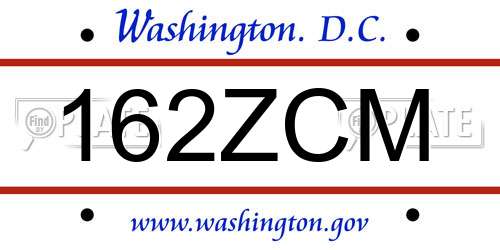 162ZCM District Of Columbia License Plate