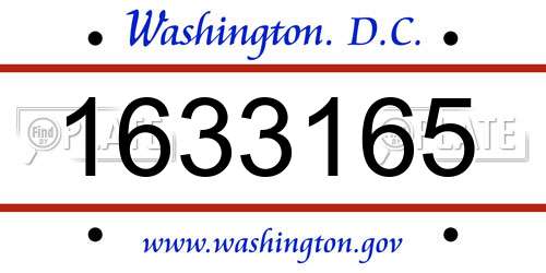 1633165 District Of Columbia License Plate