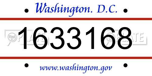 1633168 District Of Columbia License Plate
