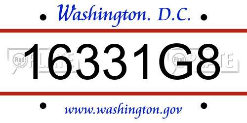 16331G8 District Of Columbia License Plate
