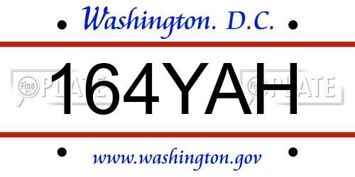 164YAH District Of Columbia License Plate