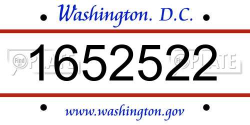 1652522 District Of Columbia License Plate