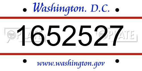 1652527 District Of Columbia License Plate