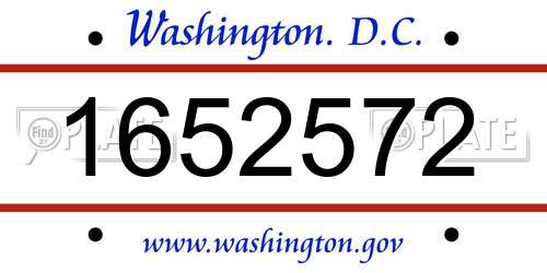 1652572 District Of Columbia License Plate