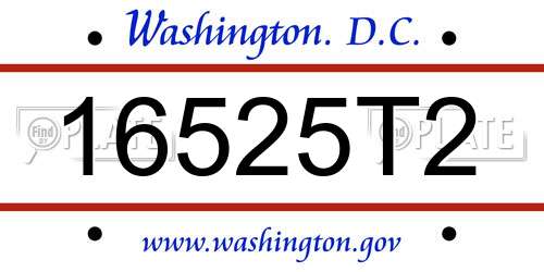 16525T2 District Of Columbia License Plate