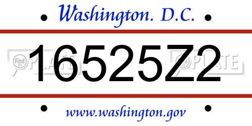 16525Z2 District Of Columbia License Plate