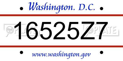 16525Z7 District Of Columbia License Plate