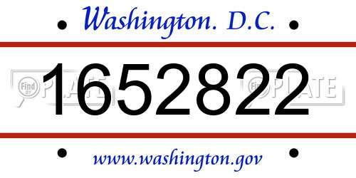 1652822 District Of Columbia License Plate