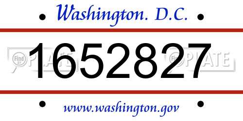 1652827 District Of Columbia License Plate
