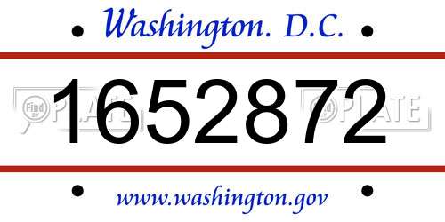 1652872 District Of Columbia License Plate