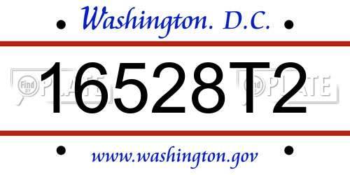 16528T2 District Of Columbia License Plate