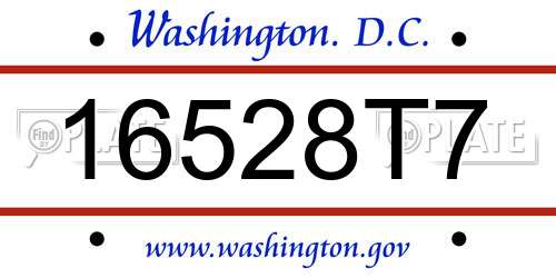 16528T7 District Of Columbia License Plate