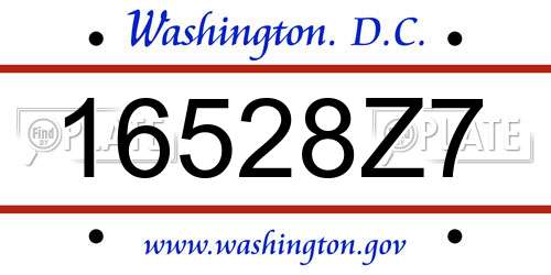 16528Z7 District Of Columbia License Plate