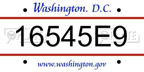 16545E9 District Of Columbia License Plate