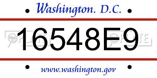 16548E9 District Of Columbia License Plate