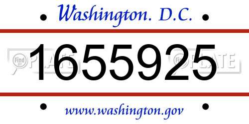 1655925 District Of Columbia License Plate
