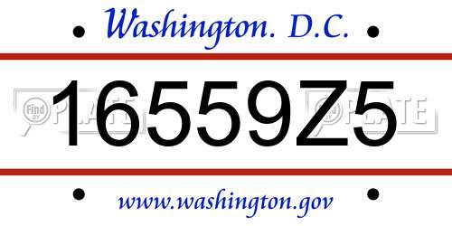 16559Z5 District Of Columbia License Plate