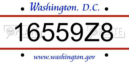 16559Z8 District Of Columbia License Plate