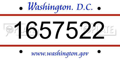 1657522 District Of Columbia License Plate