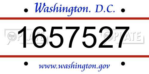 1657527 District Of Columbia License Plate