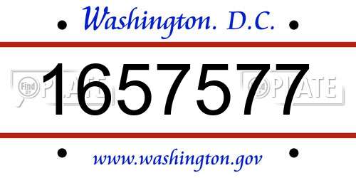 1657577 District Of Columbia License Plate