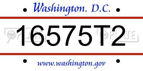 16575T2 District Of Columbia License Plate