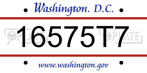 16575T7 District Of Columbia License Plate