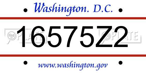 16575Z2 District Of Columbia License Plate