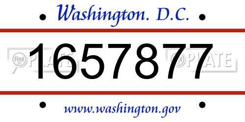1657877 District Of Columbia License Plate