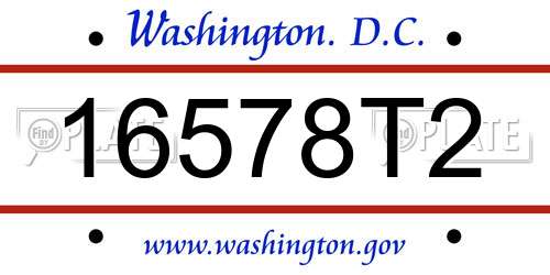 16578T2 District Of Columbia License Plate