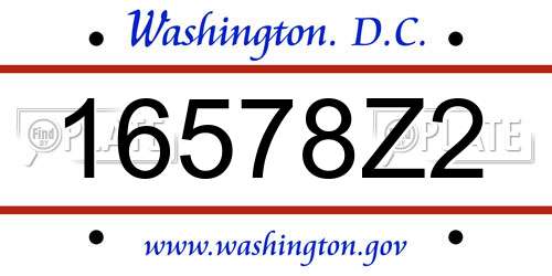16578Z2 District Of Columbia License Plate