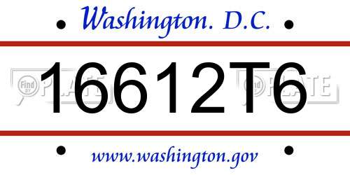 16612T6 District Of Columbia License Plate