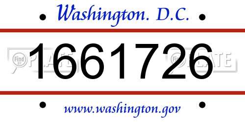 1661726 District Of Columbia License Plate