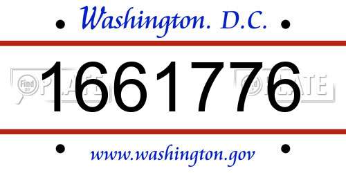 1661776 District Of Columbia License Plate