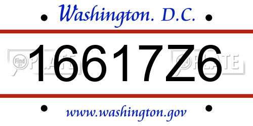 16617Z6 District Of Columbia License Plate