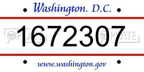 1672307 District Of Columbia License Plate