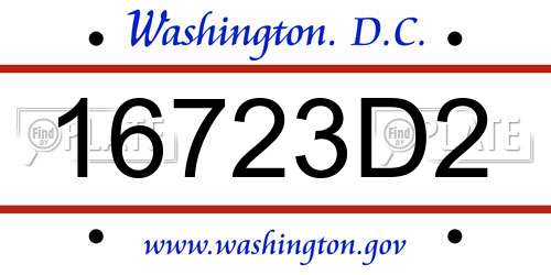 16723D2 District Of Columbia License Plate