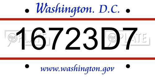 16723D7 District Of Columbia License Plate