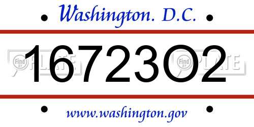 16723O2 District Of Columbia License Plate