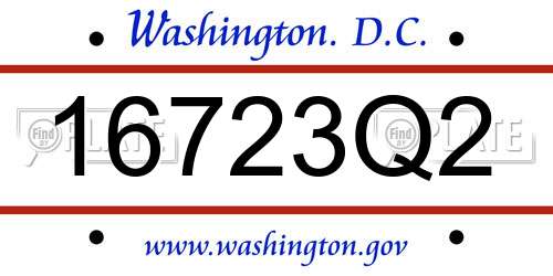 16723Q2 District Of Columbia License Plate