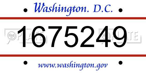 1675249 District Of Columbia License Plate