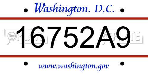 16752A9 District Of Columbia License Plate