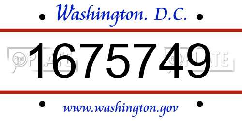 1675749 District Of Columbia License Plate