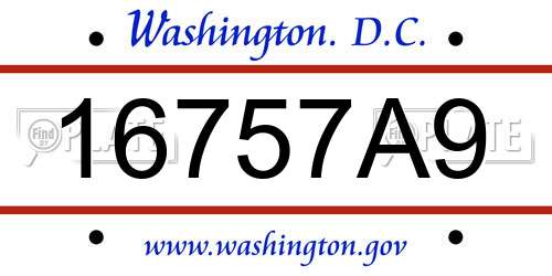 16757A9 District Of Columbia License Plate